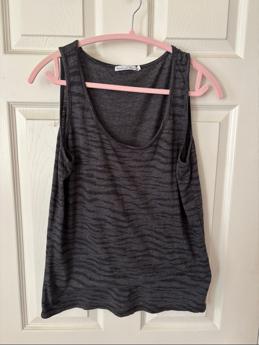 Michael Stars Charcoal Zebra-Print Scoop Neck Tank